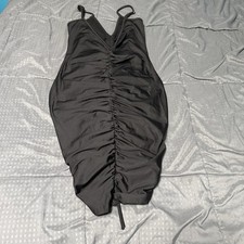Unbranded Black Spaghetti Strap Ruched Dress Size Small Spandex Polyester