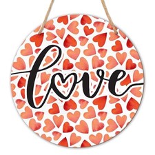 Pink Heart Wooden Round Sign - Love Sign - Valentine's Day Hanging love sign