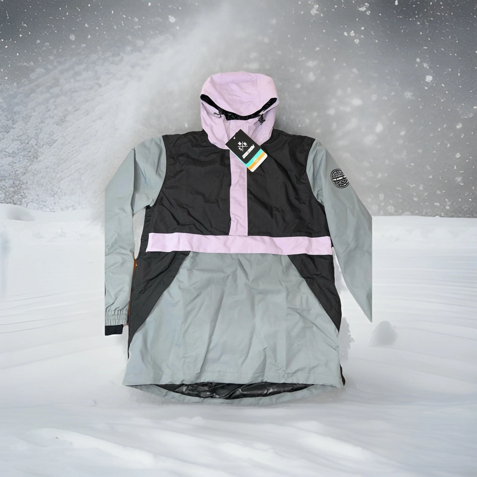 GSOU SNOW Kangaroo Pocket Insulated Snow Anoraks Men's 2XL, Color: Black & Grey
