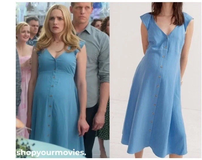 Hatch Collection The Jules Women’s Dress Linen Blend Midi Maternity Size 4. - Image 2 of 4