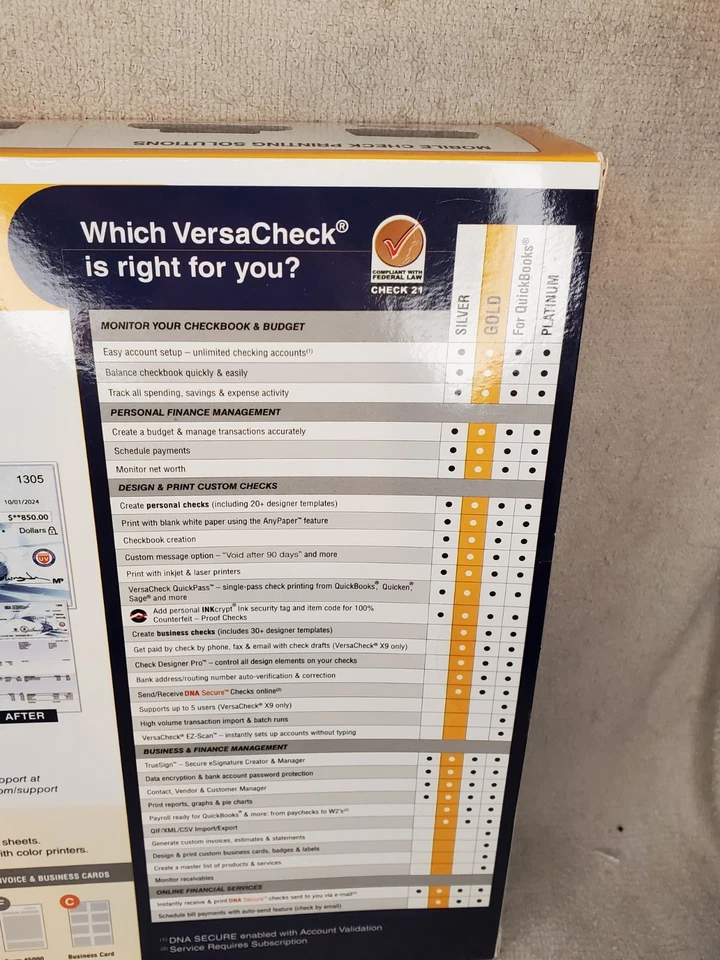 VersaCheck X1 GOLD 2024- HOME AND BUSINESS CHECK CREATION SOLUTION TOP SECURE - Image 4 of 4