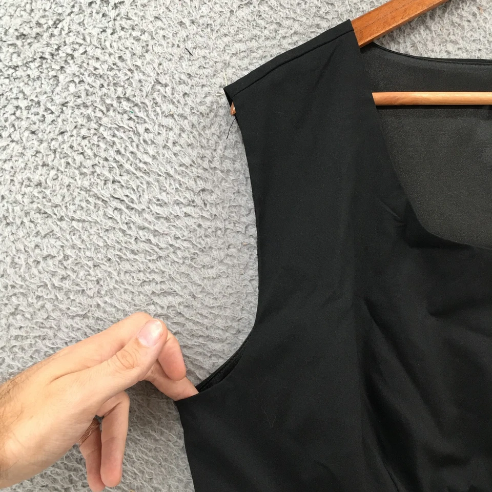 Vestido Mossimo para mujer 18 negro sin mangas cremallera trasera plisado midi vestido recto NUEVO Foto 4 de 4