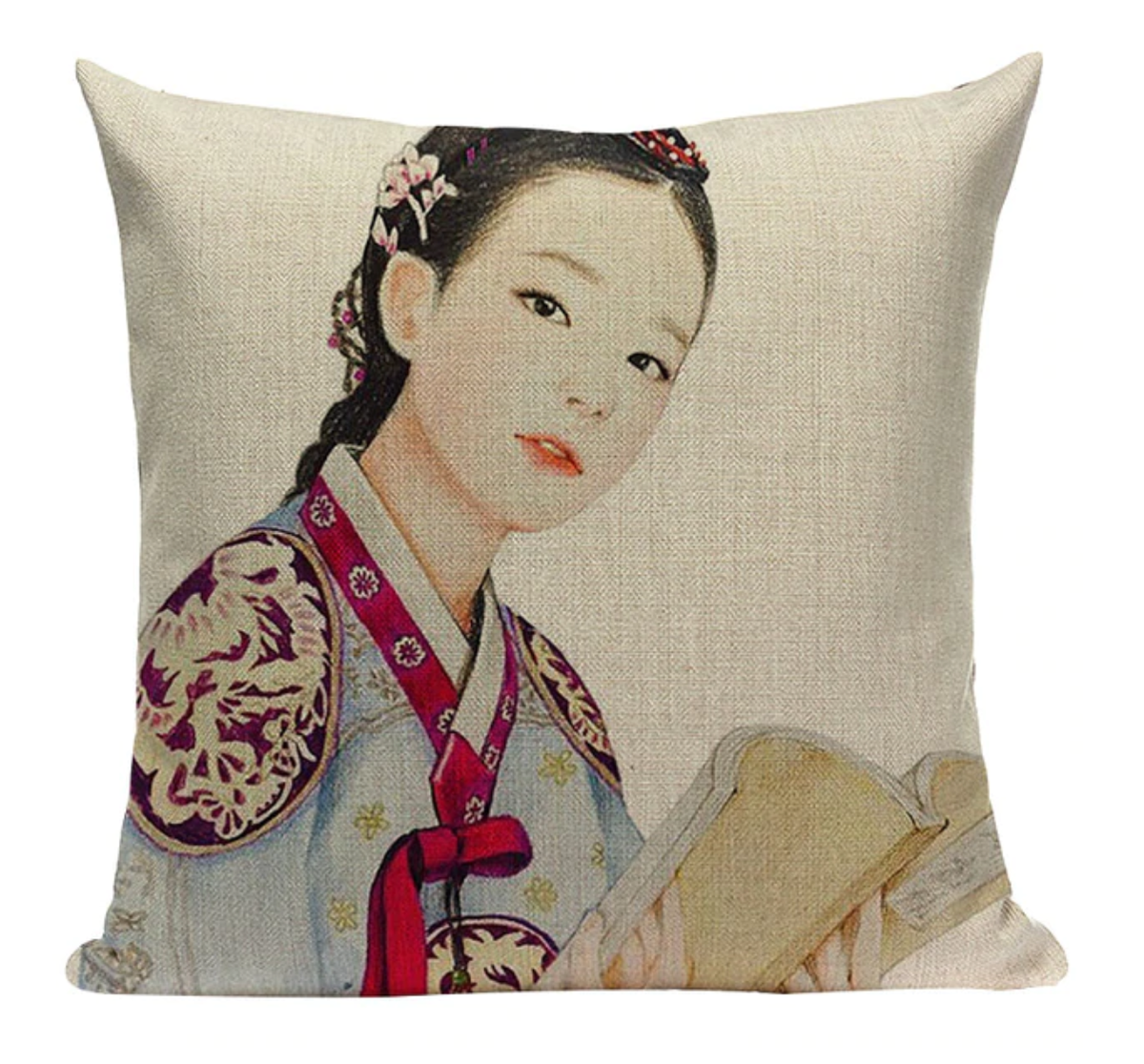 Japanese Geisha JP13 Cushion Pillow Cover Read Book Painting Korean Woman