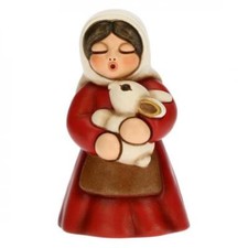 Donna con coniglio Presepe Classico Thun colore Rosso
