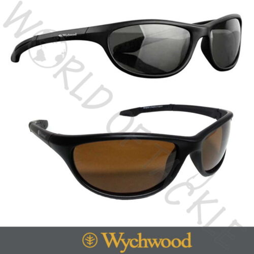 Wychwood Fishing Sunglasses Carp Black Wrap Around Polarised Smoke/Brown - Picture 1 of 3