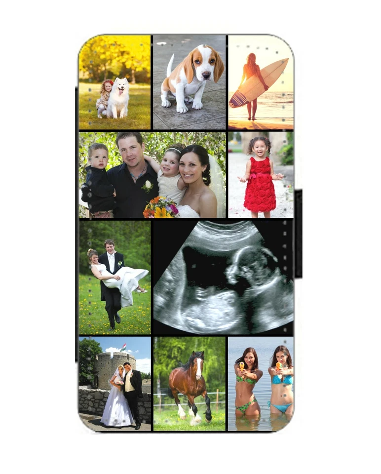 Funda protectora plegable personalizada para teléfono billetera collage personalizada para iPhone Samsung Foto 2 de 4