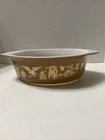 Vintage PYREX 1 1/2 Quart EARLY AMERICAN Brown Gold Oval Casserole Dish 043