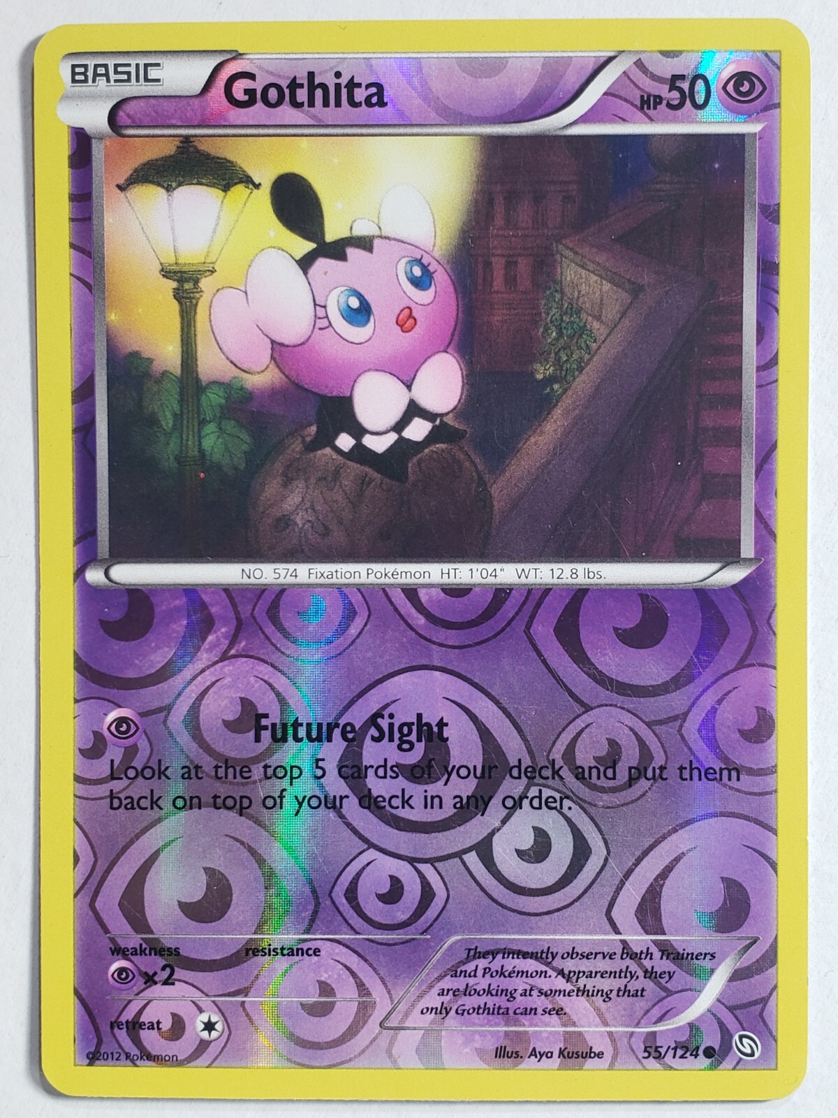 REVERSE HOLO Gothita 55/124 VLP - Dragons Exalted Pokemon Card - Aya Kusube Art