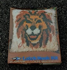 MH Yarns Latch Hook Rug Wall Hanging Picture Kit HAPPY LION  12021 Vintage NEW
