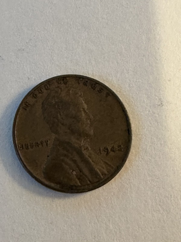 1942 Wheat Penny No Mint Mark folder filler - Circulated Actual Coin Shown!