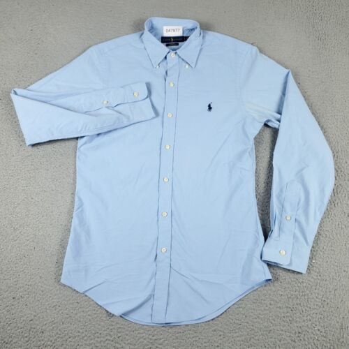 Ralph Lauren Shirt Mens Small Blue Performance Slim Pony Button Up Long Sleeve - Afbeelding 1 van 9