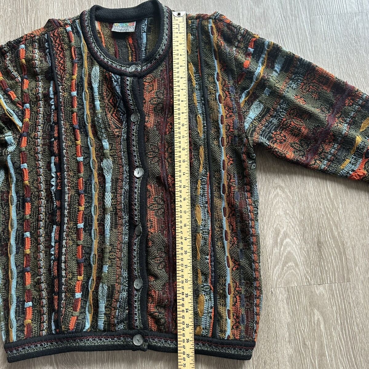Vintage Coogi Sweater Cardigan 3D Knit Size Small Flower Vintage Coogi Sweater Cardigan 3D Knit Size Small Flower