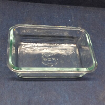 Pyrex Small Rectangular Green Tinted Glass Cup Baking Dish USA EUC