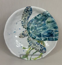 Sigrid Olsen Melamine Sea Turtle Serving Bowl 14" Ocean Sea Life Beach Decor