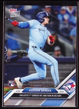Addison Barger Blue Jays Rookie 1st MLB Hit vs Royals 2024 TOPPS NOW 134 Base RC