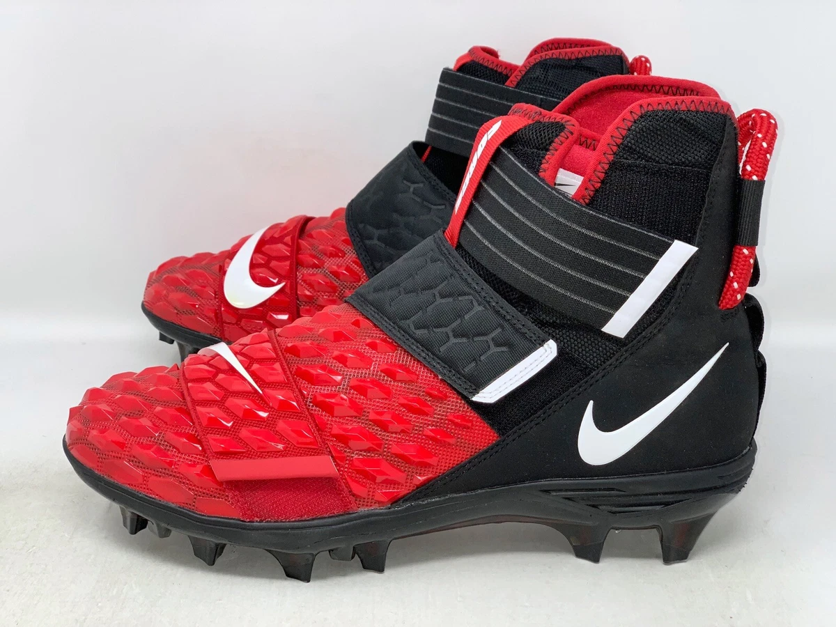 Nike Force Savage Elite 2 Black Red Lineman Football Cleats, Size 10  AH3999-003