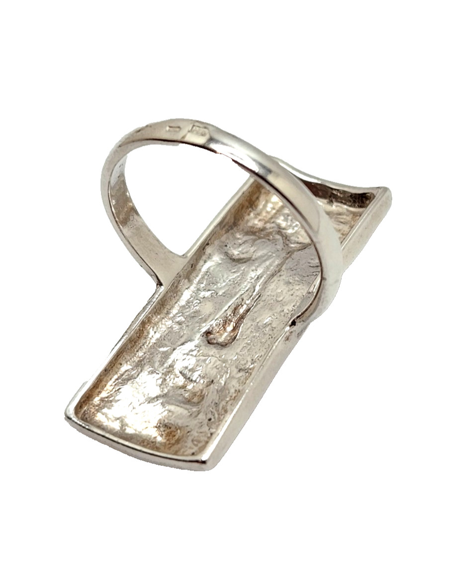 Sterling Silver Rectangular Modernist Face Ring, … - image 6