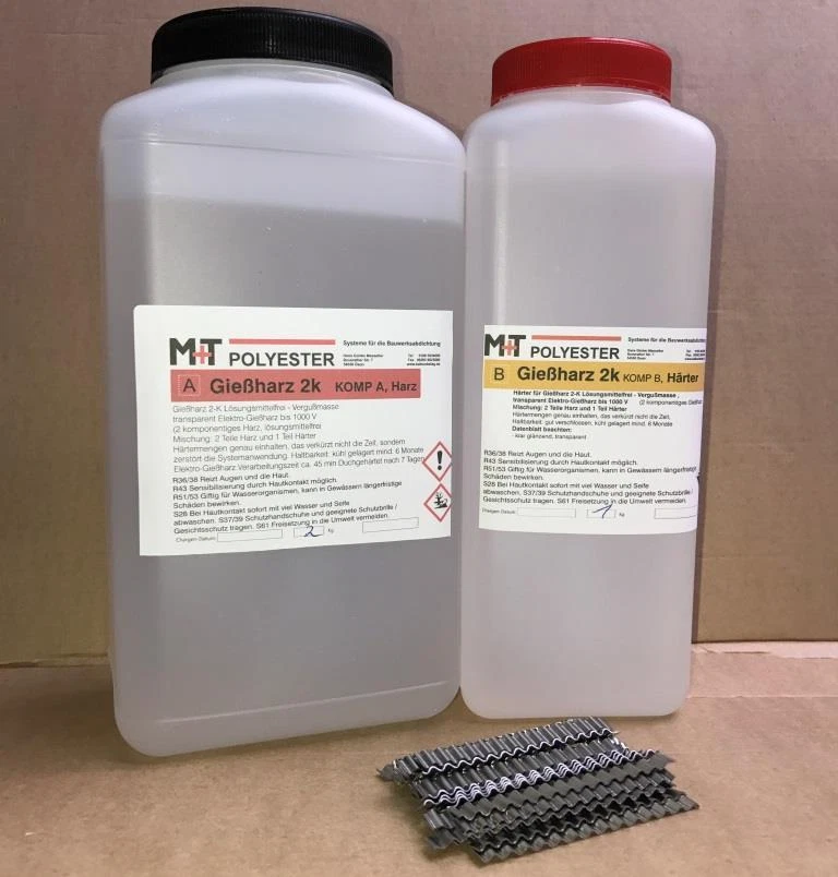 M+T POLYESTER 3 kg Epoxidharz-2K Gießharz Rissharz Estrich Risse mit 40 Estrichklammern