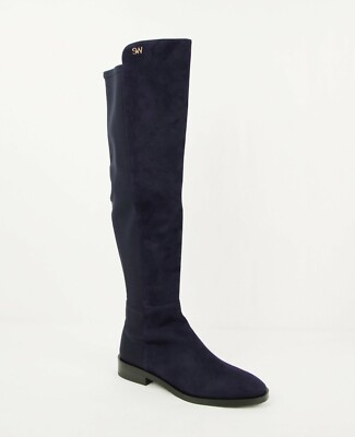 Stuart Weitzman Women's Keelan Dark Blue Suede just-over-the