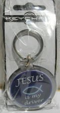 Lot of 2 New Jesus Is My Driver Keychains Keyrings