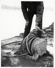 1962 Official Coast Guard Photo, Ship Hand working on Anchor Winch.  8 x 10   Y7