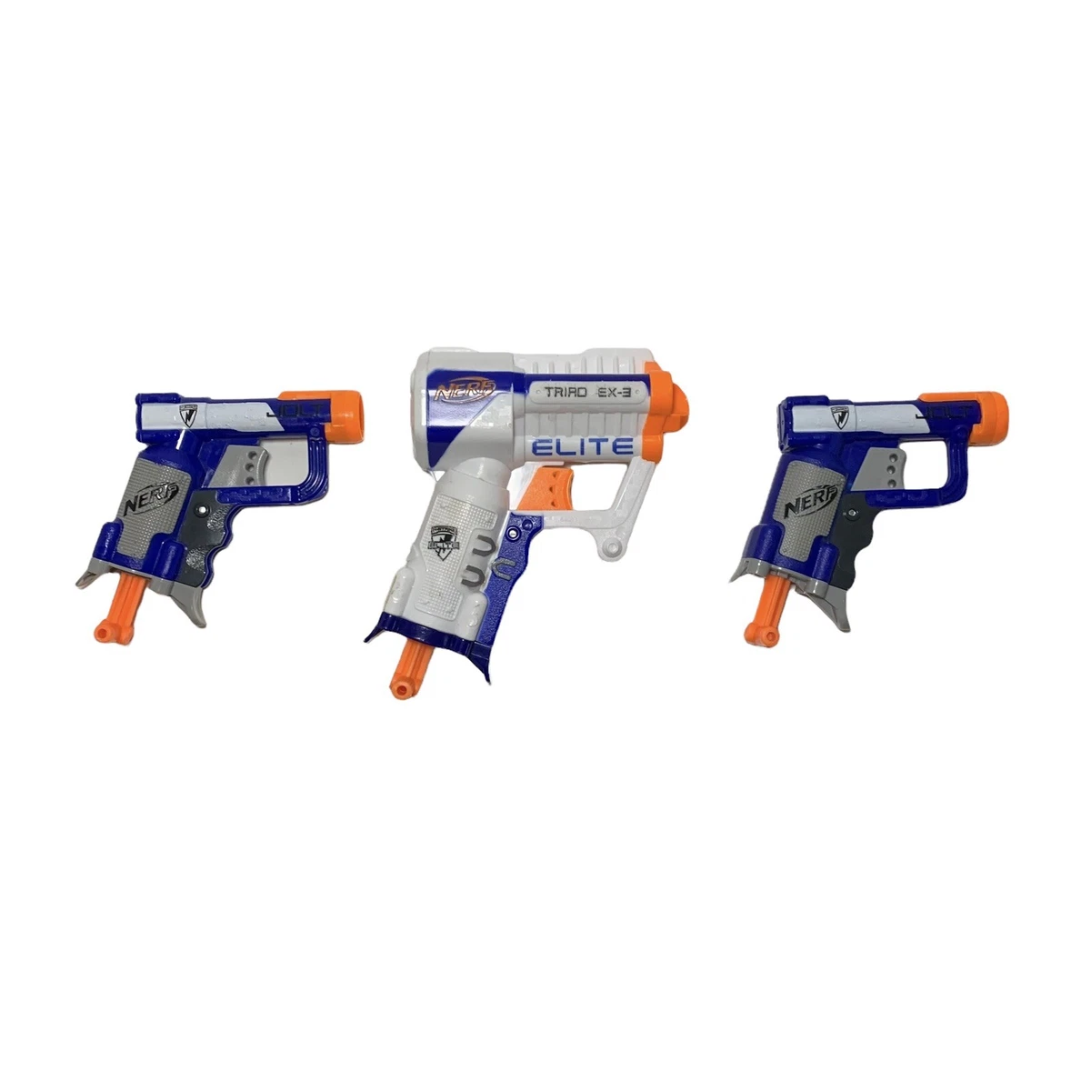 Hasbro NERF N-Strike TRIAD EX-3 Alpha Strike Jolt Mini Gun Foam Darts Lot  VGC 