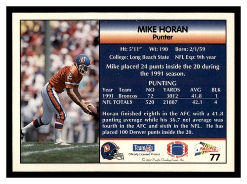 1992 Pacific NFL Football Pick Your Card With Stars & Rookies (1-250) - Picture 155 of 483
