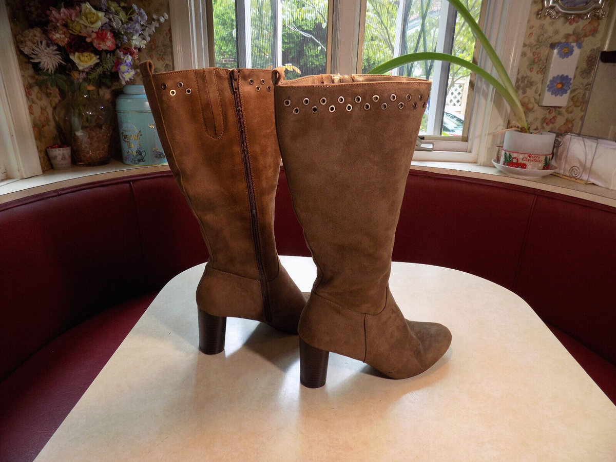 Kim Rogers Jenna2 Knee High Faux Suede Boots Brown 3