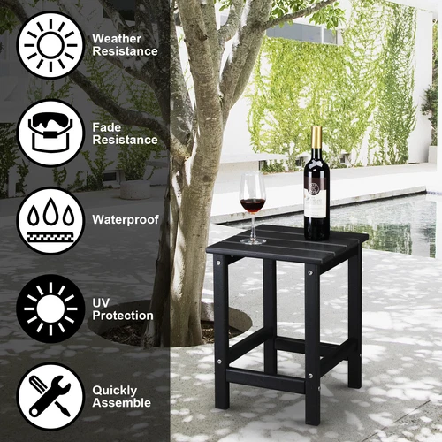 36*36*47cm Single Layer Square HDPE Side Table Black - Picture 11 of 23