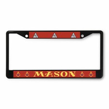 Metal License Plate Frame Vinyl Insert Mason Logo Business Masonry D