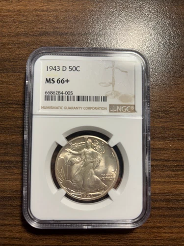 1943-D Walking Liberty Silver Half Dollar 50C NGC MINT STATE 66+ MS 66+ PLUS
