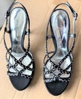 7 M, NEW, Black, Criss-Cross, SPARKLE Rhinestone, Sexy SANDALS, Slingback — photo 1