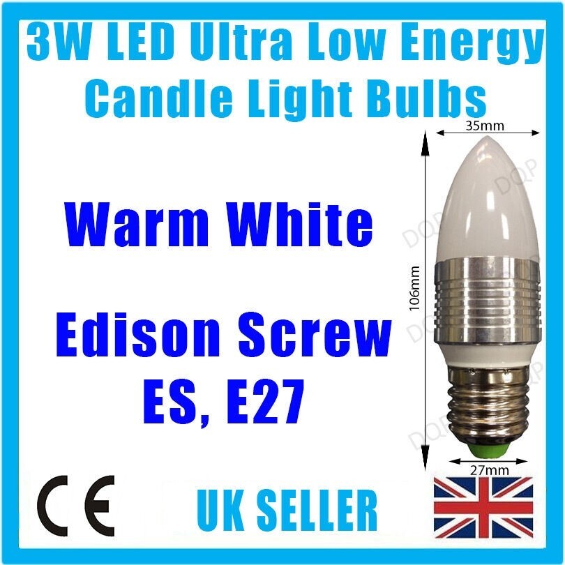 3W LED Ultra Faible Énergie, Blanc Chaud, Bougie Ampoules, B22, E27 Ou