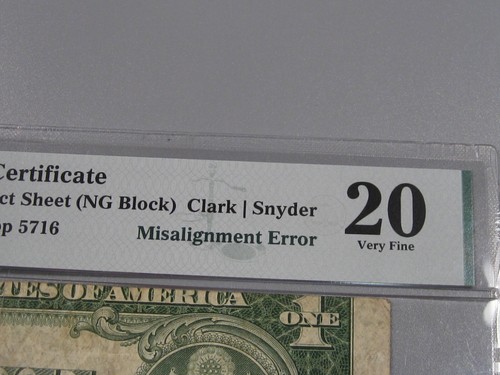 ERROR 1935-D $1 Silver Certificate PMG VF20 Misalignment ERROR. #39 - Picture 10 of 11