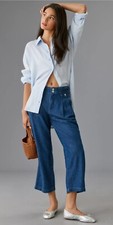  ANTHROPOLOGIE Pilcro Mid-Rise Pleated Trouser Jeans Size 32 TALL NEW W/ TAGS