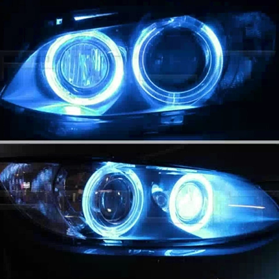 Bright Ice Blue H8 LED Light Bulbs Angel Eyes Halo Ring For BMW E92 E91 E60 - Image 3 of 4