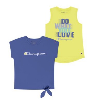 Girl's Champion Pack Active Top Blue Yellow Size