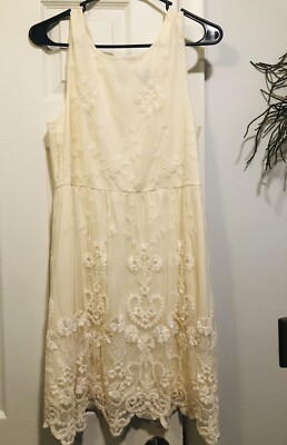 forever 21 ivory lace dress Lovely Forever 21 Ivory & Lace Dress… Very Romantic. Size Large