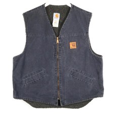 Vintage Y2K Carhartt Vest V13 Petrol Canvas Men's Large Sherpa Lined USA