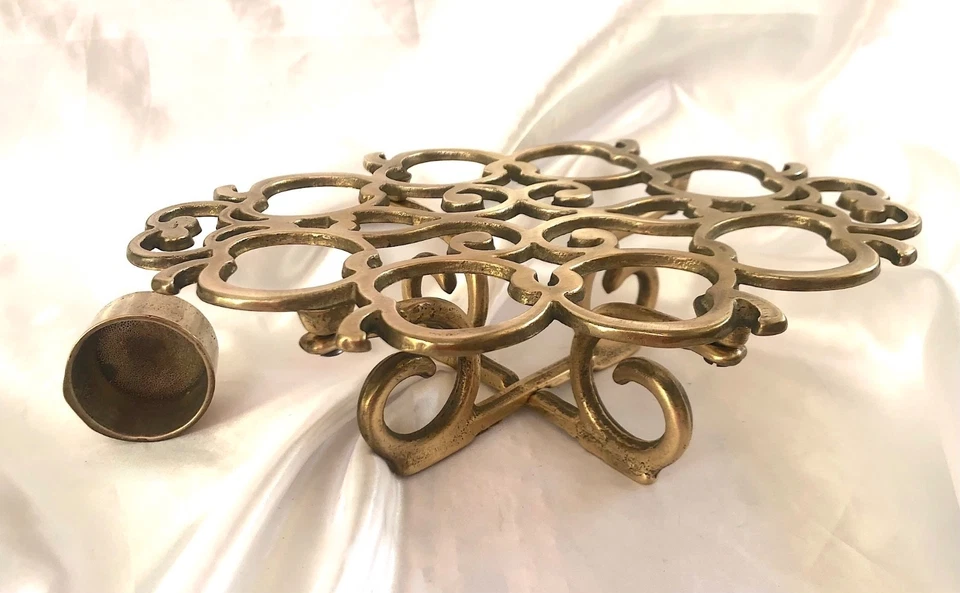 Messing Stövchen Massiv Rechaud Teestövchen Apfel Ornamente - Bild 3 von 4