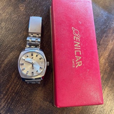 Enicar Automatik Silber Uhr Ocean Pearl Star Jewel Selten Aus Japan