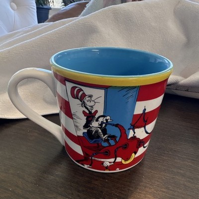 Dr. Seuss Vandor Cat in the Hat Ceramic Mug Painted Red White Blue Cartoon
