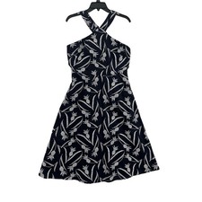 NWT Ann Taylor Navy Embroidered Dress 6 $159 Linen Coastal Pineapple