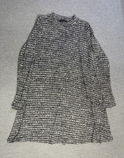 Sweet Claire Women's A-Line Sweater Dress Gray/Black Geometric Knit size M