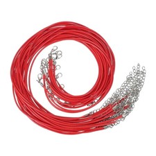 20 Pcs 16"x0.08" Necklace Cord Waxed Leather Necklace String Rope Red