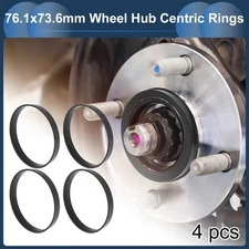 76.1mm to 73.6mm Car Wheel Hub Centric Rings Black Polycarbonate 4 Pcs
