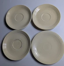  4 Vintage Fiesta Old Ivory Fiestaware Saucers 6.5" Genuine HLC Stamped 