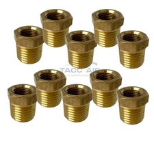 10 Pack 1/4" Male x 1/8" Female NPT Hex Reducer Bushing Adapter Pipe Fitting