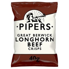 Pipers | Potato Crisps - Great Berwick Longhorn Beef | 1 x 24 x 40g