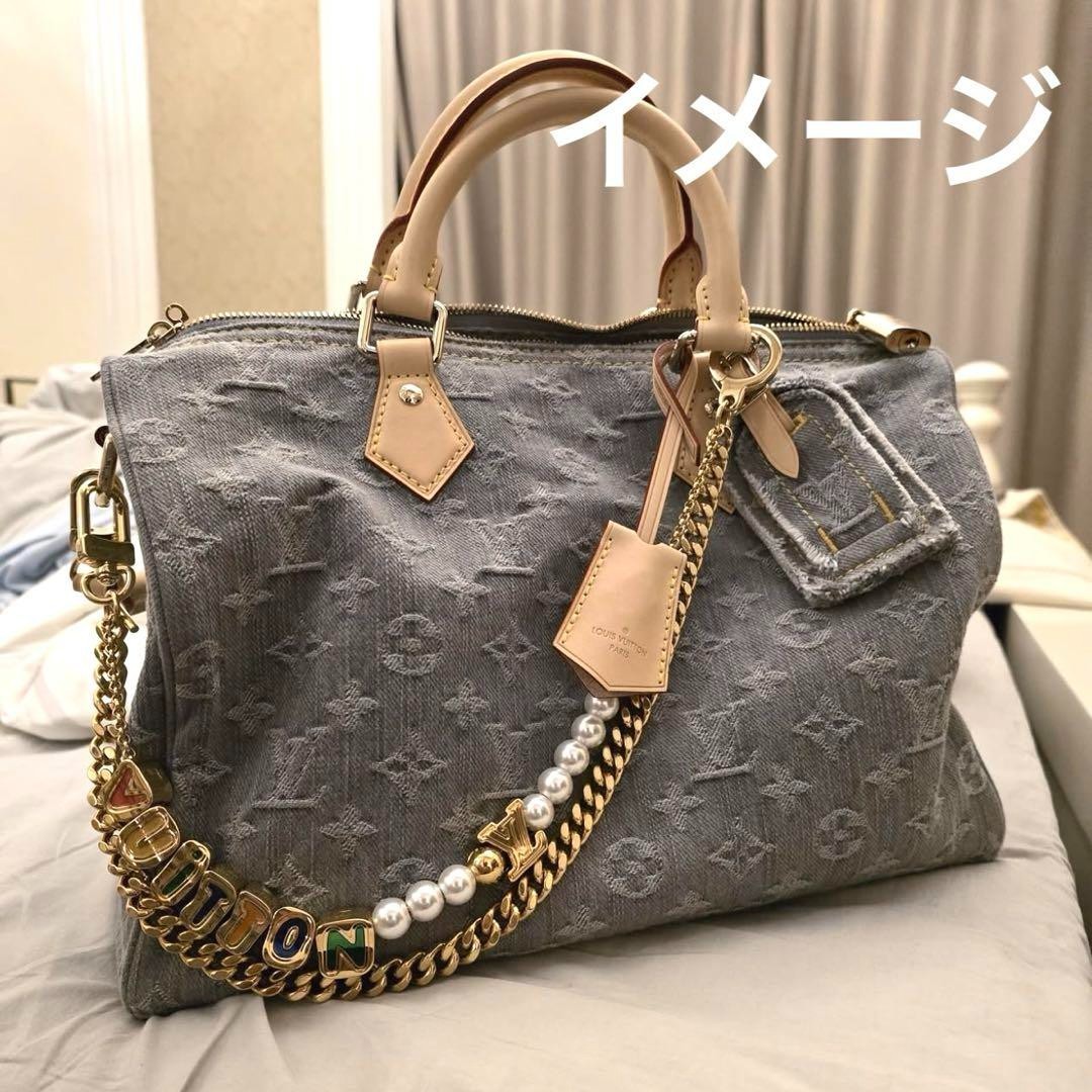 LOUIS VUITTON Monogram denim Speedy Soft 30 blue M13344 hand bag
